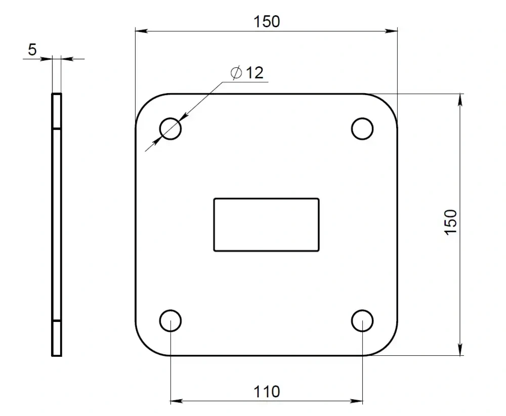 Стойка для считывателя 3V уличная габаритные размеры-3