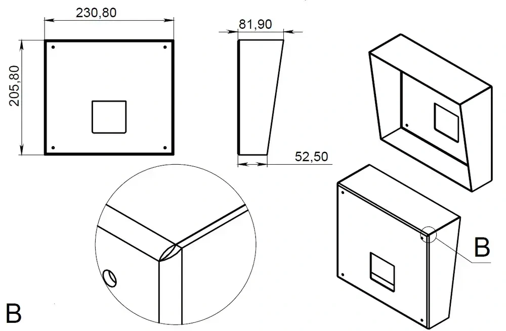 Стойка для считывателя 3V уличная габаритные размеры-4